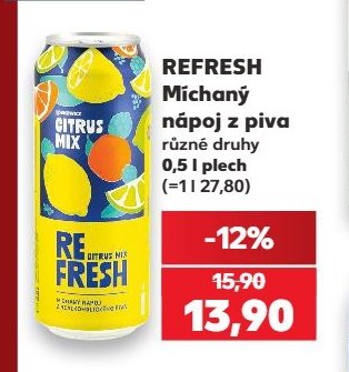 Refresh míchaný nápoj z piva různé druhy