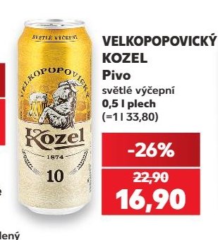 Velkopopovický Kozel pivo světlé výčepní