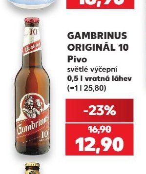 Gambrinus Originál 10 pivo světlé výčepní