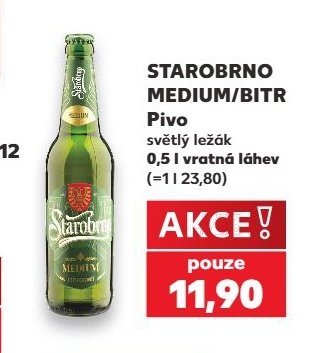 Starobrno Medium / Bitr pivo světlý ležák