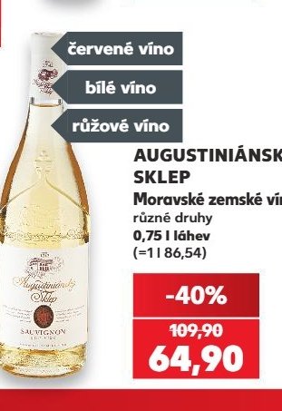 Augustiniánský sklep moravské zemské víno