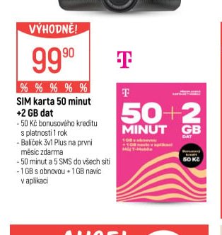 SIM karta 50 minut + 2 GB dat