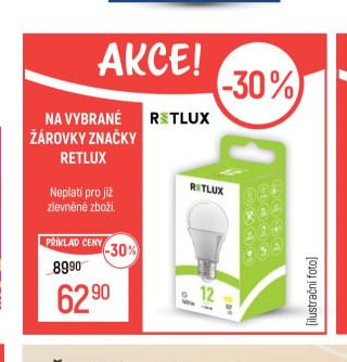 Na vybrané žárovky značky Retlux