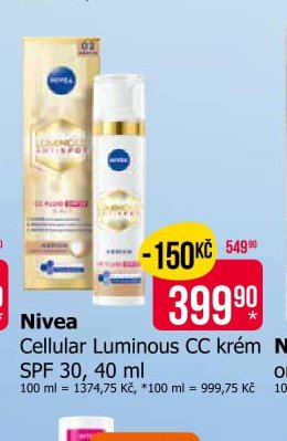 Nivea Cellular Luminous CC krém SPF 30, 40 ml