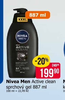 Nivea Men Active clean sprchový gel 887 ml