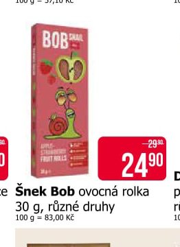 Šnek Bob ovocná rolka 30 g, různé druhy - Teta drogerie aktualniletaky.eu