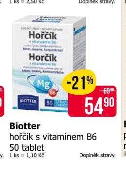 Biotter hořčík s vitamínem B6 50 tablet - Teta drogerie aktualniletaky.eu