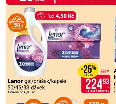Lenor gel/prášek/kapsle 50/45/38 dávek