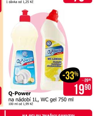 Q-Power na nádobí 1L, WC gel 750 ml