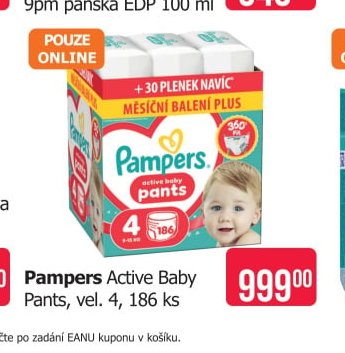 Pampers Active Baby Pants, vel. 4, 186 ks