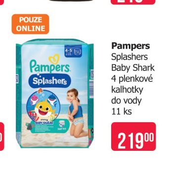 Pampers Splashers Baby Shark 4 plenkové kalhotky do vody 11 ks