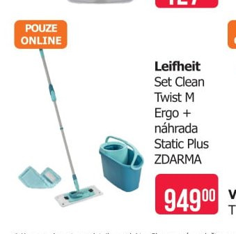 Leifheit Set Clean Twist M Ergo + náhrada Static Plus ZDARMA