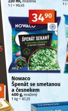 Nowaco Špenát se smetanou a česnekem
