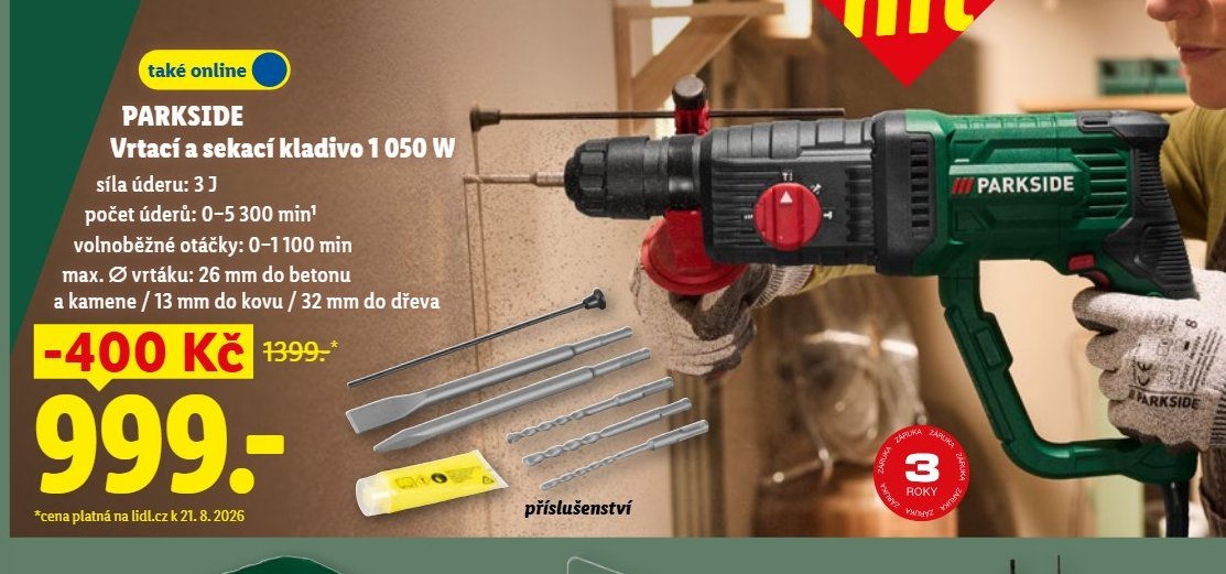 PARKSIDE Vrtací a sekací kladivo 1 050 W - Lidl aktualniletaky.eu