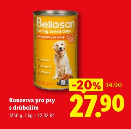 Bellosan konzerva pro psy s drůbežím 1250 g - Lidl aktualniletaky.eu