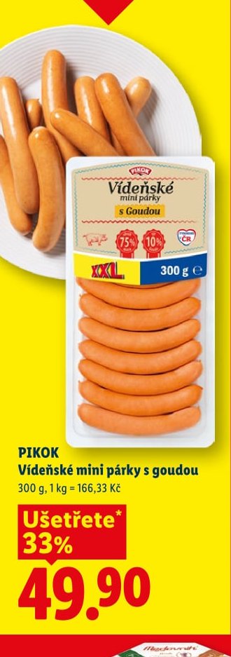 PIKOK Vídeňské mini párky s goudou - Lidl aktualniletaky.eu