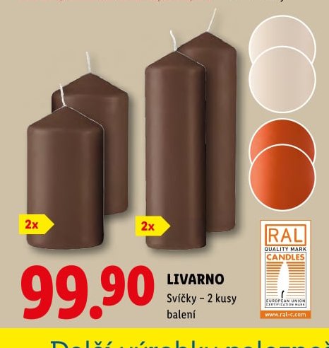 LIVARNO Svíčky - 2 kusy - Lidl aktualniletaky.eu