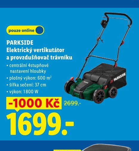PARKSIDE Elektrický vertikutátor a provzdušňovač trávníku - Lidl aktualniletaky.eu