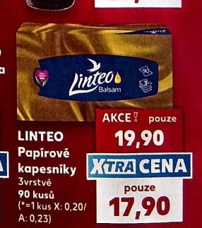 Linteo papírové kapesníky 3vrstvé 90 kusů - Kaufland aktualniletaky.eu