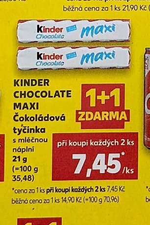KINDER CHOCOLATE MAXI Čokoládová tyčinka - Kaufland aktualniletaky.eu