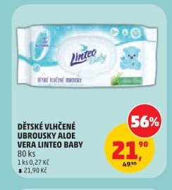 DĚTSKÉ VLHČENÉ UBROUSKY ALOE VERA LINTEO BABY - Penny Market aktualniletaky.eu