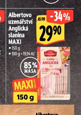 Albertovo uzenářství Anglická slanina MAXI - Albert aktualniletaky.eu