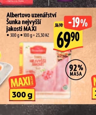 Albertovo uzenářství Šunka nejvyšší jakosti MAXI - Albert aktualniletaky.eu