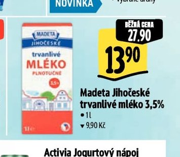 Madeta Jihočeské trvanlivé mléko 3,5%