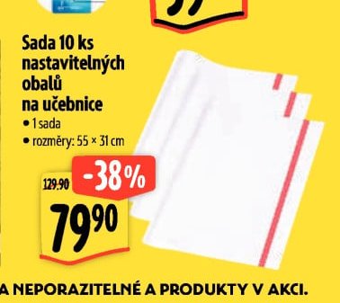 Sada 10 ks nastavitelných obalů na učebnice