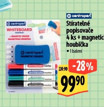 Centropen Stíratelné popisovače 4 ks + magnetická houbička