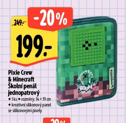 Pixie Crew & Minecraft Školní penál jednopatrový