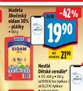 Madeta Jihočeský eidam 30% plátky