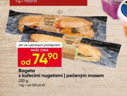 Bageta s kuřecími nugetami | pečeným masem