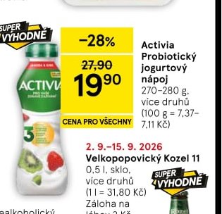 Activia Probiotický jogurtový nápoj - Tesco aktualniletaky.eu