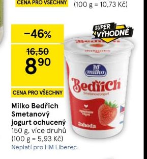 Milko Bedřich Smetanový jogurt - Tesco aktualniletaky.eu