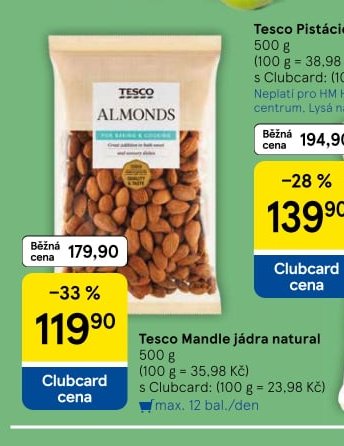 Tesco Mandle jádra natural - Tesco aktualniletaky.eu