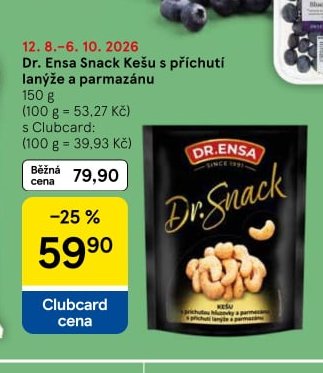 Dr. Ensa Snack Kešu s příchutí lanýže a parmazánu - Tesco aktualniletaky.eu