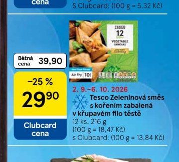 Tesco Zeleninová směs s kořením zabalená v křupavém filo těstě - Tesco aktualniletaky.eu