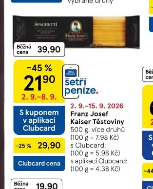 Franz Josef Kaiser Těstoviny - Tesco aktualniletaky.eu