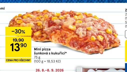Mini pizza šunková s kukuřicí 75 g - Tesco aktualniletaky.eu