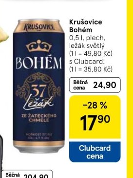 Krušovice Bohém - Tesco aktualniletaky.eu