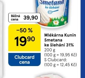 Mlékárna Kunín Smetana ke šlehání 31% - Tesco aktualniletaky.eu