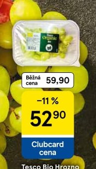 Tesco Bio Hrozno bílé bezpeckové 500 g - Tesco aktualniletaky.eu