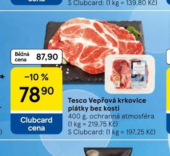 Tesco Vepřová krkovice plátky bez kosti - Tesco aktualniletaky.eu