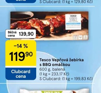 Tesco Vepřová žebírka s BBQ omáčkou - Tesco aktualniletaky.eu
