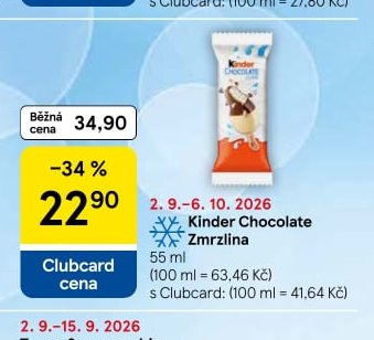Kinder Chocolate Zmrzlina - Tesco aktualniletaky.eu