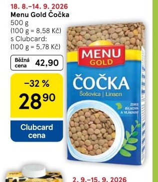 Menu Gold Čočka - Tesco aktualniletaky.eu
