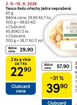 Tesco Kešu ořechy jádra nepražená - Tesco aktualniletaky.eu