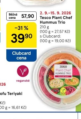 Tesco Plant Chef Hummus Trio - Tesco aktualniletaky.eu