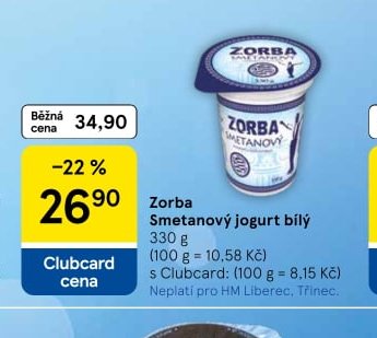 Zorba Smetanový jogurt bílý - Tesco aktualniletaky.eu